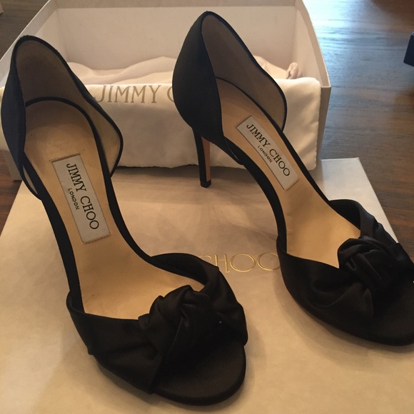 SALE🎉Jimmy Choo Black Kitty Knotted Satin D'orsay - Picture 2 of 8